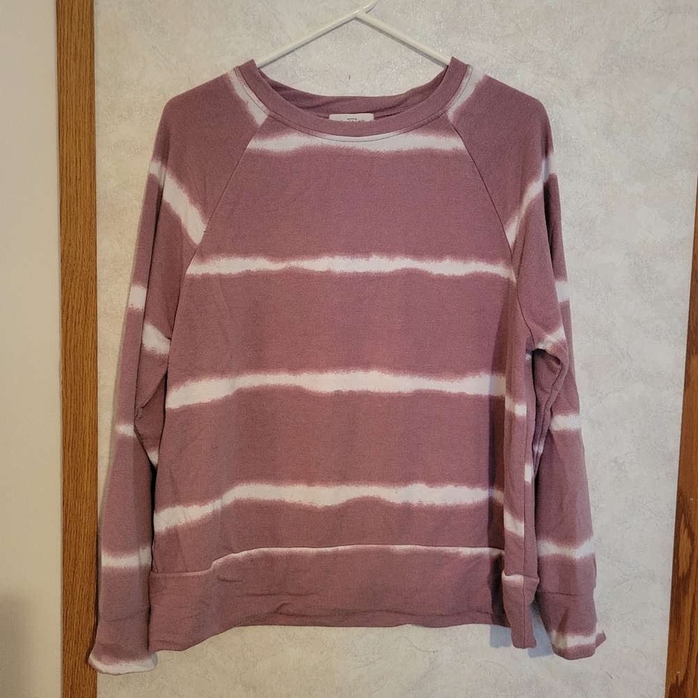 Kaileigh Mauve and White Striped Sweatshirt